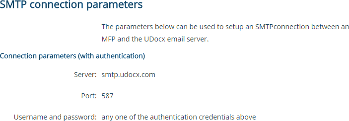 SMTP Connection Parameters