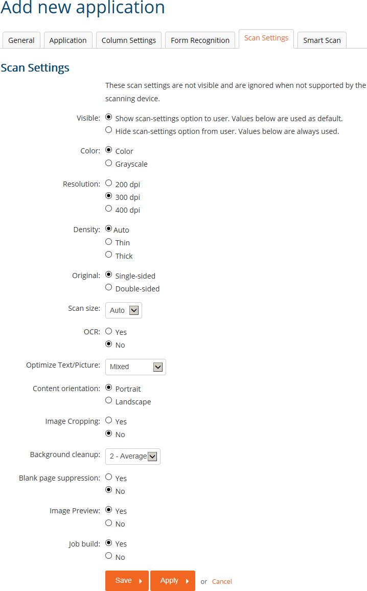 Scan Settings Tab