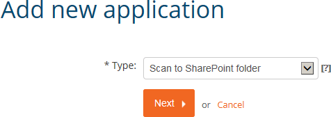 Add new application: Scan to SharePoint Folder