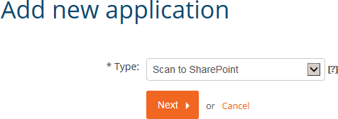 Add new application: Scan to SharePoint